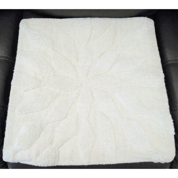 Textured Ivory White FLOWER PILLOW COVER 20x20 Cotton Weave Plush PB x Obetee - Picture 2 of 4